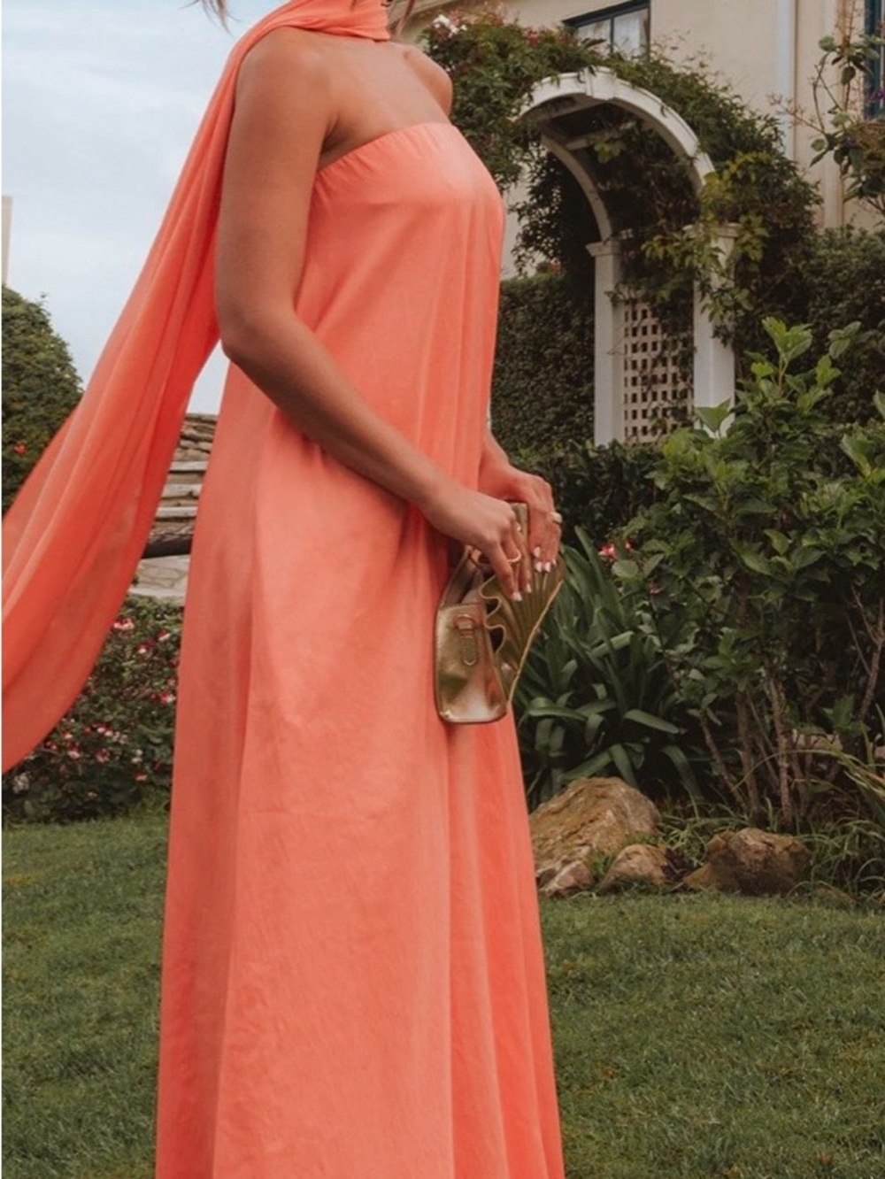 Show Me Your MuMu Strapless Coral Maxi Dress